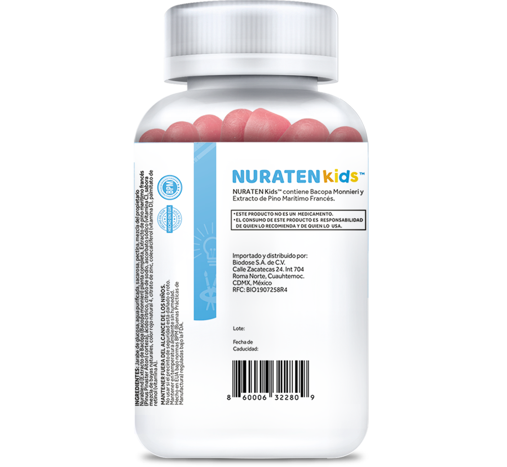 Nuraten Kids Multivitaminicos Con 60 Gomitas Masticables